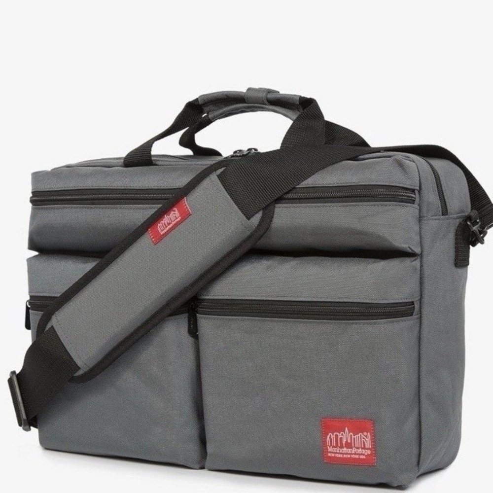 Manhattan Portage Brighton Bag Grey Laptop Briefcase Backpack Messenger 1445-H